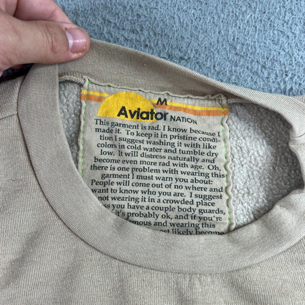 Aviator Nation Rainbow Heart Stitch Crewneck Sweatshirt Size Medium - Picture 6 of 14